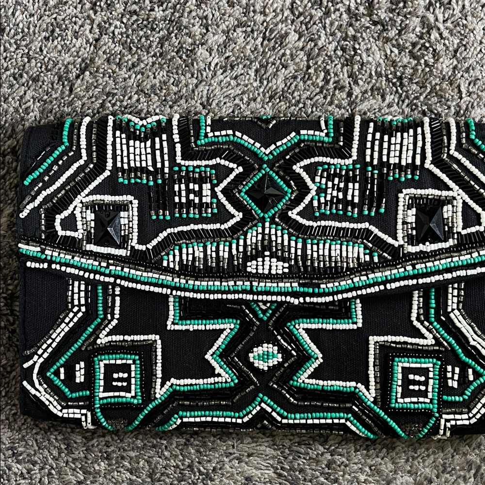 Chico's Black and Green Beaded bag! Very good condition.